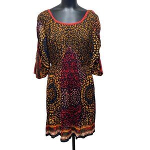 Kareenas Tribal Print Cold Shoulder Dress Size large NEW